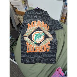 Miami Dolphins Vintage 1990 T-Shirt Sz L AOP All Over Print Single Stitch GRAIL